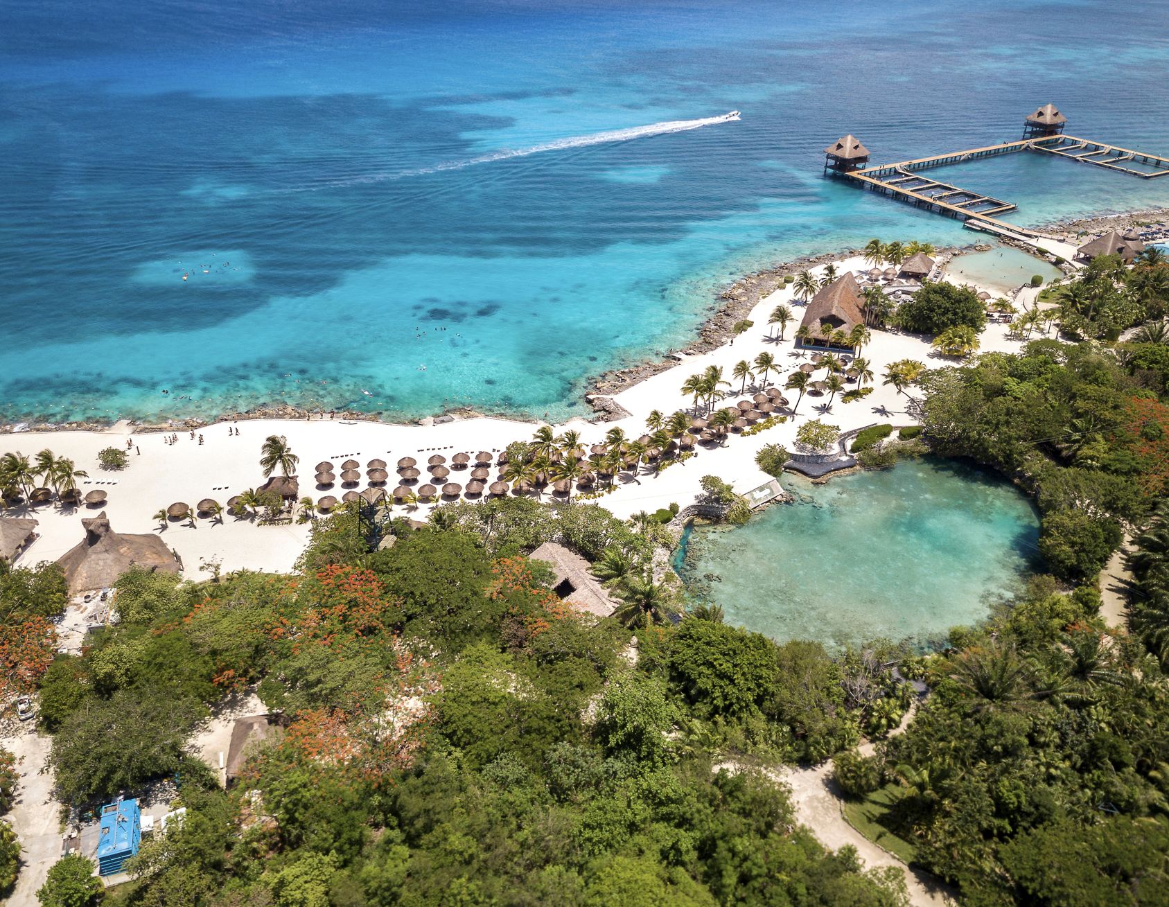 Vista aérea del Parque Chankanaab en Cozumel, México
