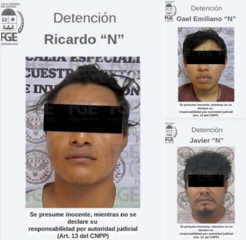 Membres de pandillas flacas tras las rejas para la extorsión comercial de Cancún