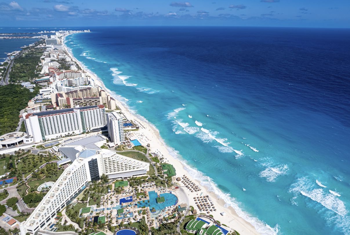 frente de la playa de Cancún