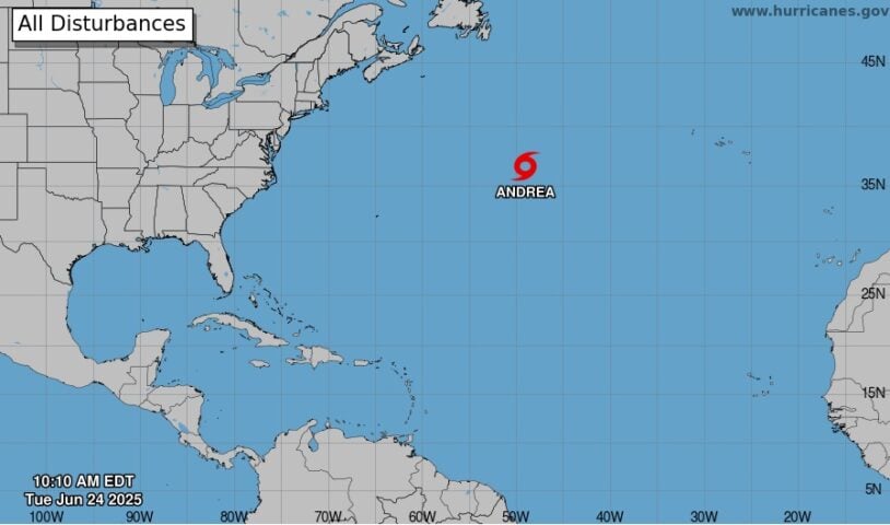 La tormenta tropical Andera se desarrolla como la primera tormenta de la temporada de huracanes del Atlántico