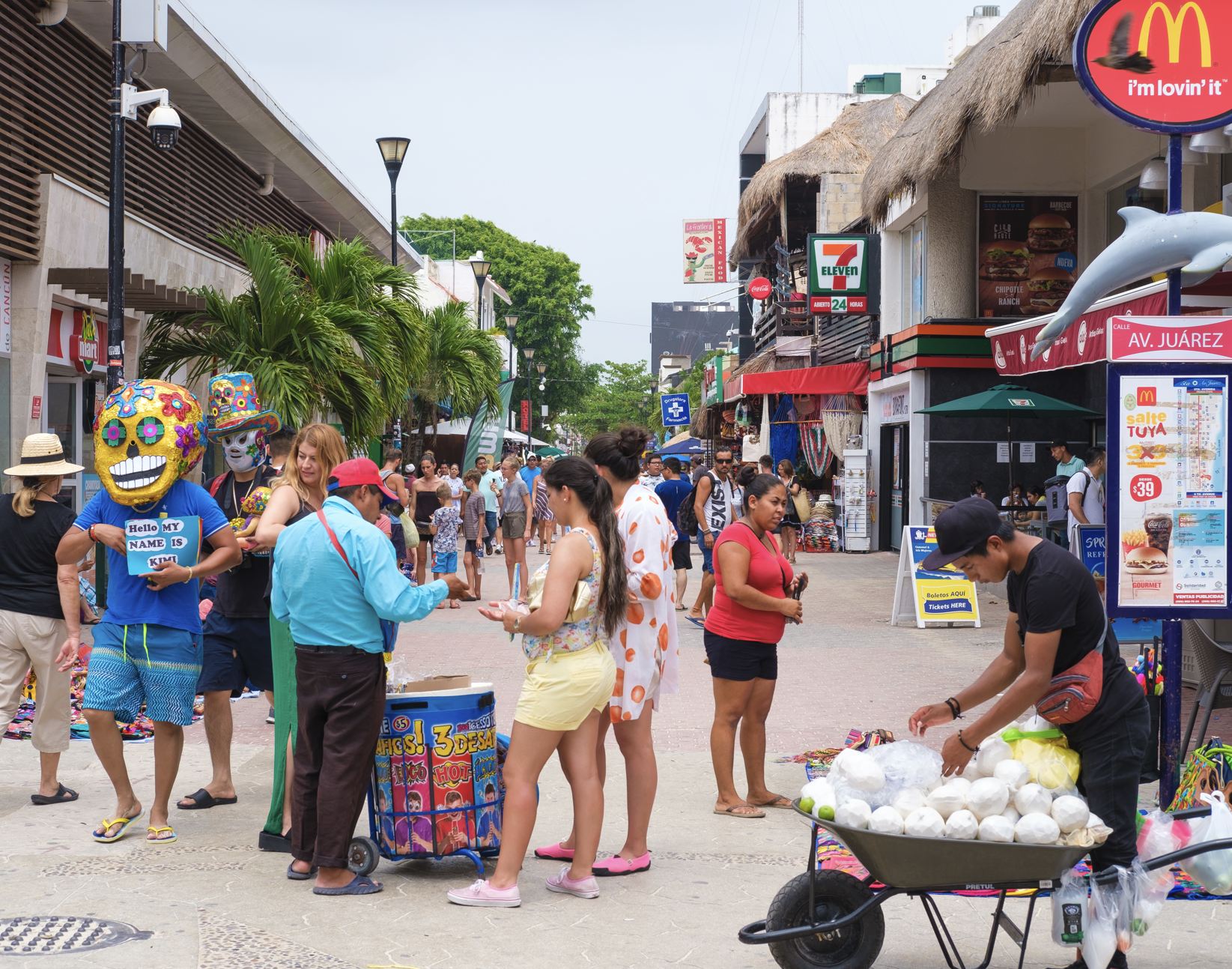 Vendedores de la quinta avenida en playa del carmen