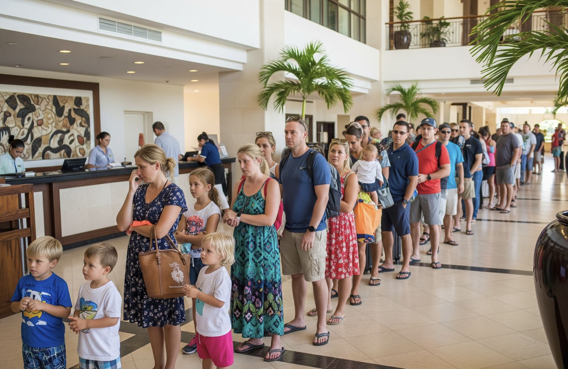 Resort familiar de larga fila para registrarse