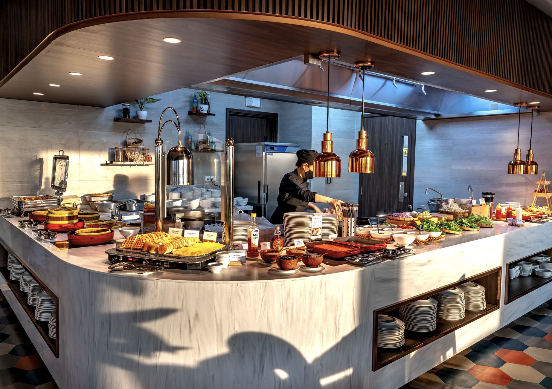 Buffet de desayuno de la estación de huevo