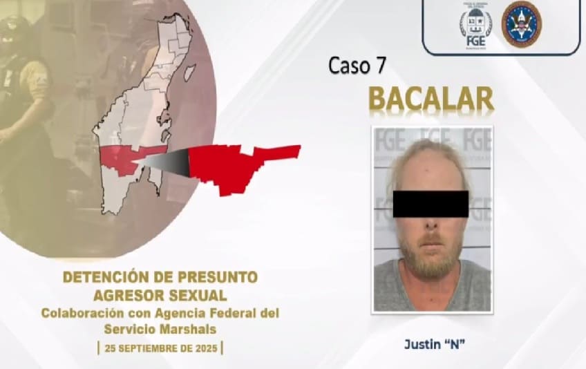 Servicio de alguaciles de EE. UU. Asistido por FGE local para detener a Fugitive American en Bacalar