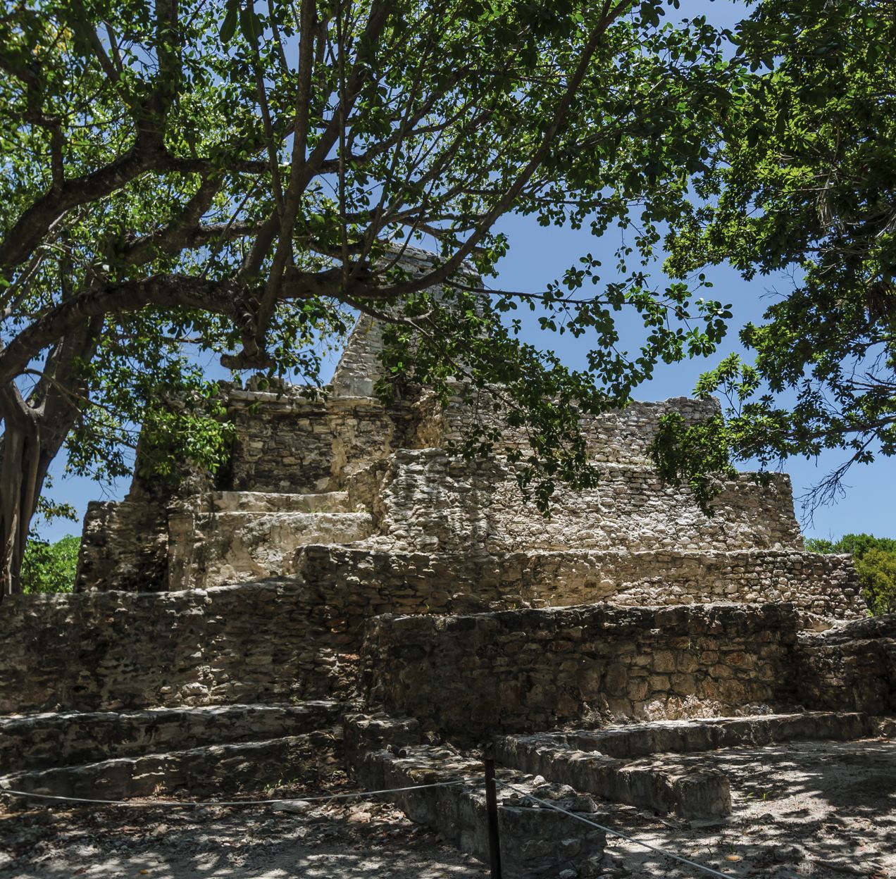 Ruinas mayas sombreadas de El Meco
