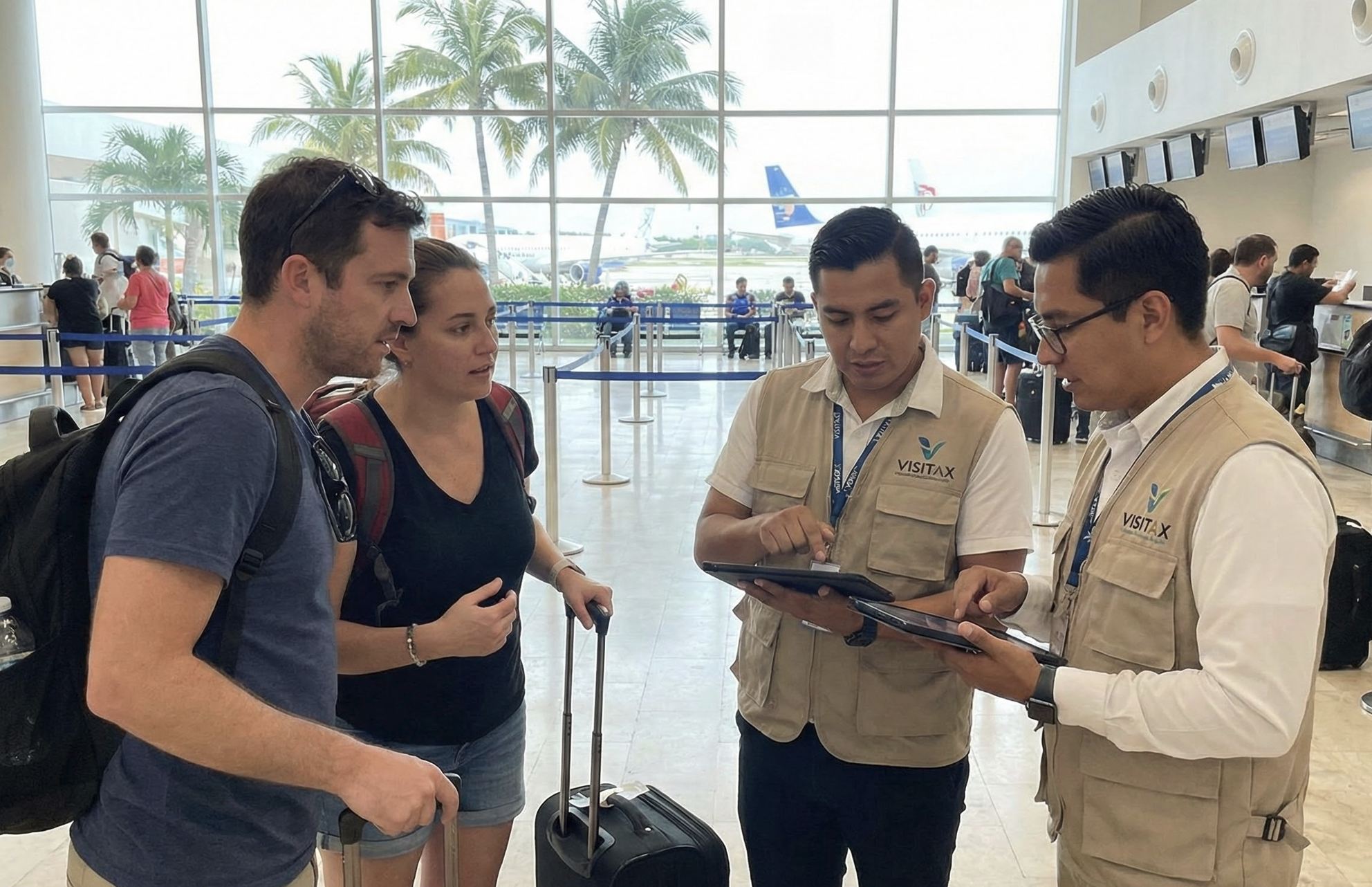 Los agentes de Visitax hablan con los viajeros