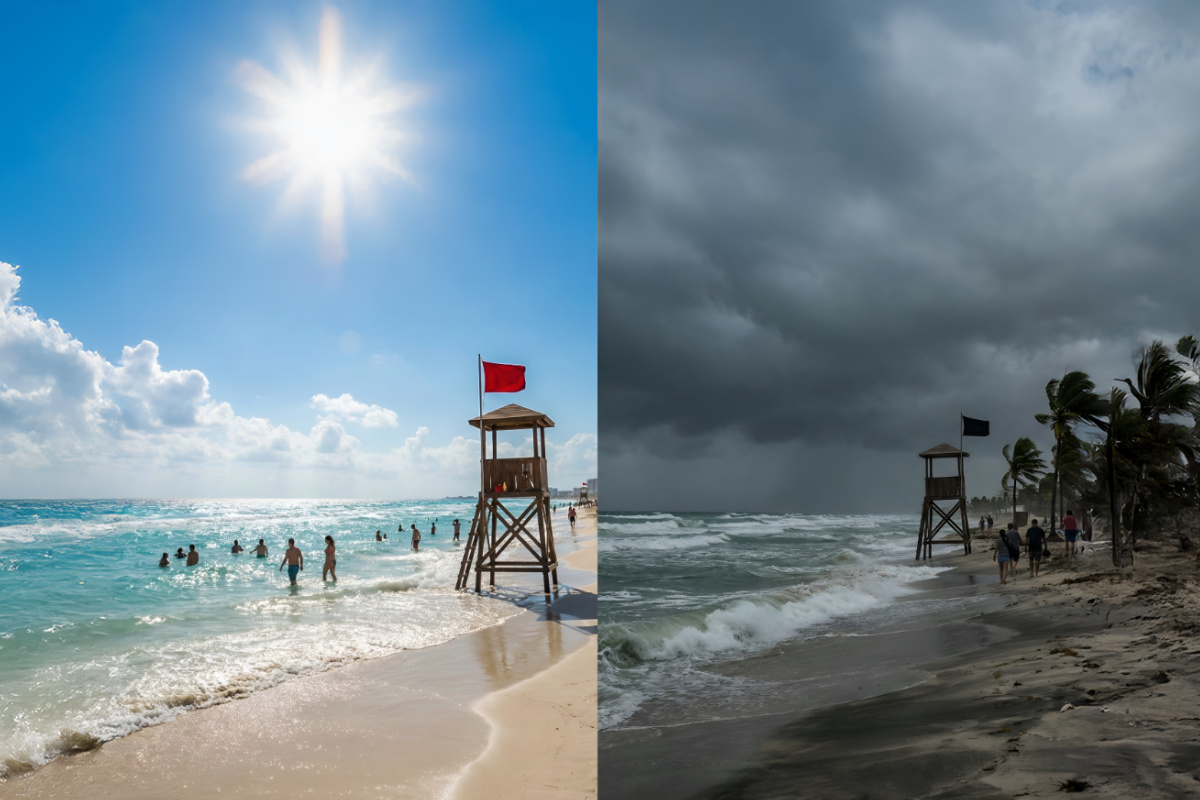 Banderas rojas versus banderas negras: la diferencia crucial que todo nadador en Cancún debe saber