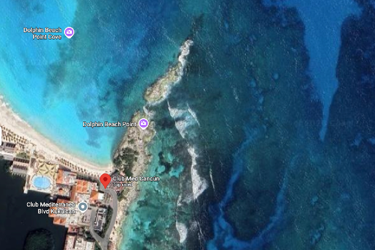 Zona de Snorkel junto a Club Med Cancún, Vista mapa