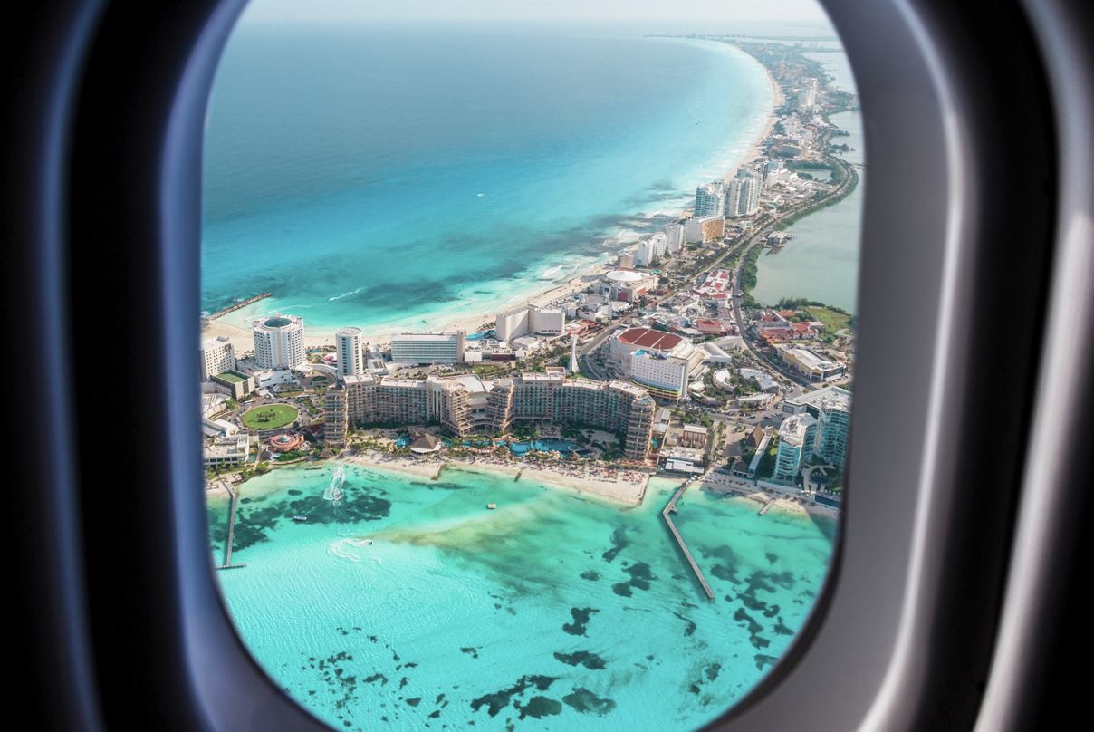 vista de cancun desde avion