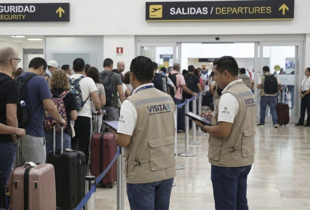 Viajeros de Cancún informan aumento de inspecciones Visitax en el aeropuerto para 2026